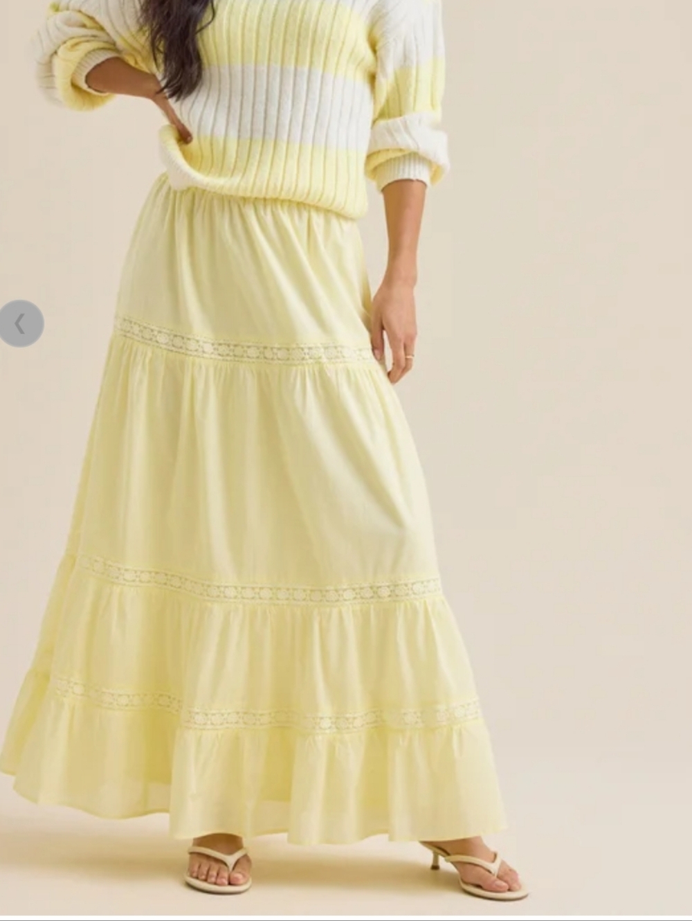 Altar'd State Skirt NWT Size L Yellow Maxi Pastel Flowy Lined Boho Cottagecore